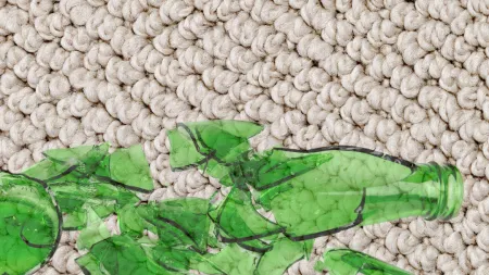 broken glass on carpet